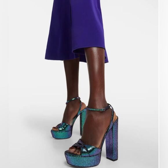 AQUAZZURA Sinner Ombre Platform Ankle-strap Sandals Sz 40 Petroleum Blue NIB - Picture 13 of 13